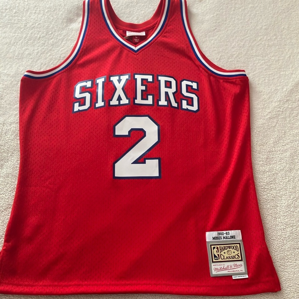 Philadelphia 76ers Moses Malone 82-83 throwback jersey
